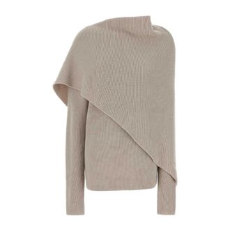Entire studios Round-neck Knitwear, female, Beige, Size: M/L Wrap Sweater