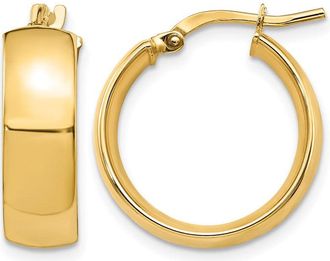 Diamond2Deal 14K Yellow Gold 6mm High Polished Round Hoop Earrings