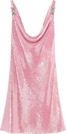Versace Abito corto in stile sottoveste con paillettes - Rosa