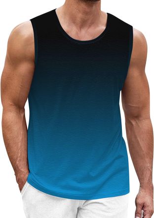 Generic WINWUQB Mens Vests Training Fitness Bodybuilding Tank Tops Sleeveless Workout T Shirts Fashion Stylish Vests Tops Casual Underwear (Light Blue,S)