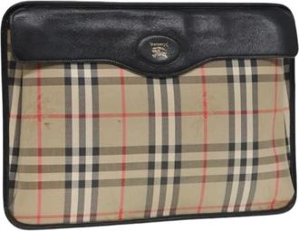 Burberry Pre-owned Clutches, female, Beige, Size: ONE SIZE Pre-owned Canvas clutches