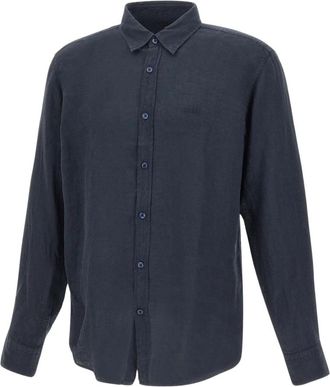 HUGO BOSS Regular-fit overhemd van linnen - Heren - Casual Overhemden - Blauw - M - Linnen - Overhemden