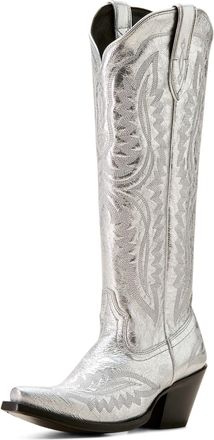 Ariat Womens Casanova X Toe Western Boots in Silver Shine Leather, B Medium Width, Size 7.5, by Ariat