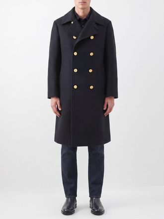 Brunello Cucinelli Long Double-Breasted 100% Cashmere Coat with Metal Buttons