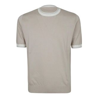 Eleventy Round-neck Knitwear, male, Beige, Size: M Cotton-jersey T-shirt