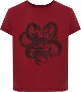 Zadig&Voltaire Tops, Dames, Rood, S, Katoen, Walk Printed T-Shirt
