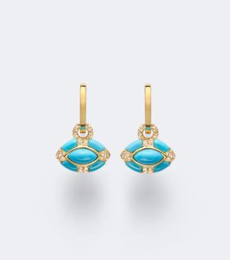 Shay Jewelry Pendientes Riviera Petite de oro de 18 ct con turquesa y diamantes