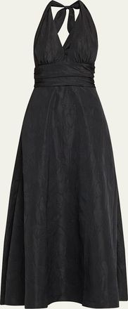 Bernadette Marylin Camelia Embossed Cotton Midi Halter Dress