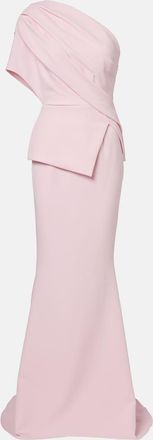 SAFiYAA Elyna one-shoulder cr&ecirc;pe gown