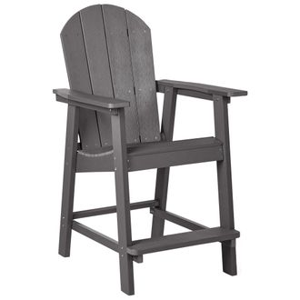 Beliani Silla De Bar Tumbona De Madera Pl&aacute;stica Para Patio Jard&iacute;n Gris Oscuro Adirondack