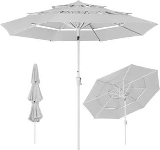 Best Choice Products 10ft 3-Tier Patio Umbrella White Pole, Outdoor Market Umbrella Steel Pole