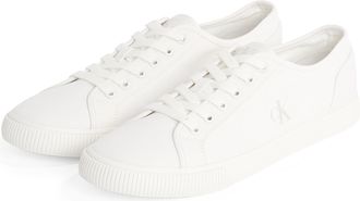 Calvin Klein Jeans Sneaker CALVIN KLEIN JEANS ESS VULC LOW MG CANVAS, Herren, Gr. 43, weiss (wei&szlig;), Textil, unifarben, Schuhe Sneaker, Schn&uuml;rschuh, Halbschuh, Freizeitsc
