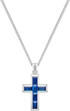 Vincero Mens Stone Cross Pendant Necklace in Sapphire at Nordstrom