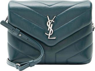 Saint Laurent Green Matelasse Calfskin Monogram Loulou Toy Crossbody (Authentic Pre-Loved)