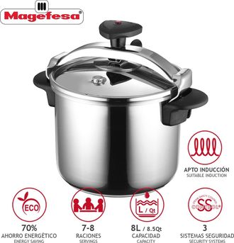 Magefesa Magefesa - Olla 8l A Presi&oacute;n Star 8 Litros Recta Tapa Incluida Adec