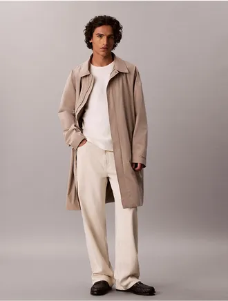 Calvin Klein Mens Tech Nylon Relaxed Car Coat - Brown - XL