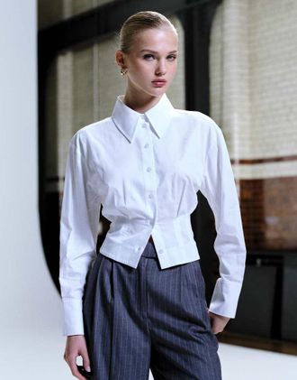 & Other Stories Camicia in misto cotone bianca con dettaglio sartoriale in vita-Bianco