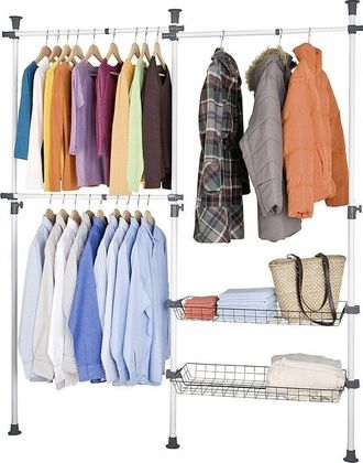 WENKO Herkules Duo Sistema De Vestidor Blanco Y Gris