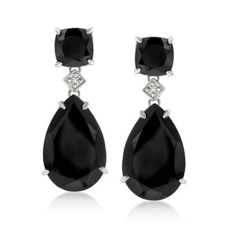 Ross-Simons Black Onyx Drop Earrings in Sterling Silver