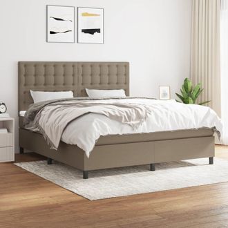vidaXL Vidaxl - Cama Box Spring Con Colch&oacute;n Tela Gris Taupe 180x200 Cm