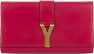 Saint Laurent Clutch Ligne-Y piccola con placca logo - Rosa