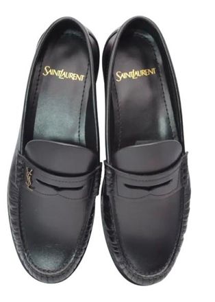 Saint Laurent Black Leather Moccasins Size 39.5