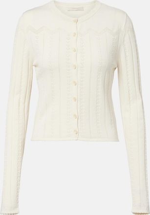Faithfull The Brand Esme pointelle cotton-blend cardigan