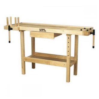 Lumberjack Heavy Duty Solid Wooden Woodworking Work Bench Drawer 2 Vice in Nude