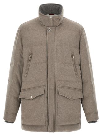 Brunello Cucinelli Wool Flannel Parka - Beige