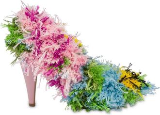 Moschino Kleurrijke Flower Power Pump Schoenen - Dames - Pumps - Veelkleurig - 37 EU - Katoen - Schoenen