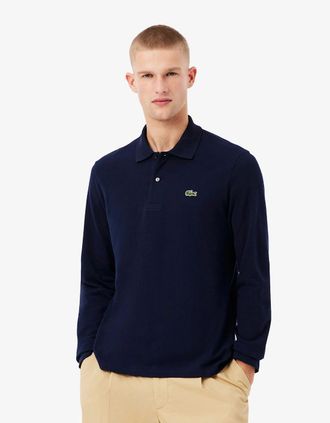 Lacoste Mens Lacoste Original L.12.12 Mens Long Sleeve Cotton Polo Shirt - Navy Blue 166 - Size: 42