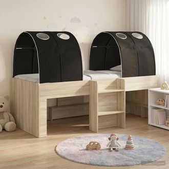vidaXL Vidaxl Letto Alto Per Bambini Con Tunnel 3 Pz Rovere Sonoma E Nero