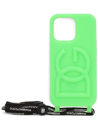 Dolce & Gabbana Cover per iPhone 13 Pro con logo goffrato - Verde