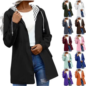 Generic Ladies Waterproof Jackets Rain Coats for Women Womens Jackets Ladies Rain Jacket Waterproof Jacket Lightweight for Women Windbreaker Coat Long Sleeve 