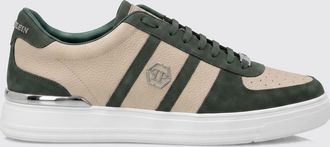Philipp Plein Low-Top Leather Trainers with Hexagon Logo and Round Toe