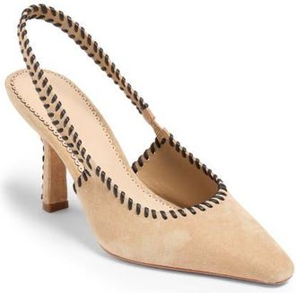 Cinq à Sept Suki Whipstitch Slingback Pump in Brown Sugar/Black at Nordstrom, Size 9.5Us