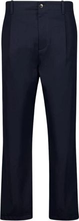 Valentino Garavani Marine Plooi-Detail Katoenen Chinos - Heren - Slim Fit Broeken - Blauw - M - Katoen - Broeken