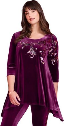 Roaman's Velour Hanky Hem Tunic in Dark Berry Embellished Sequin at Nordstrom, Size 28
