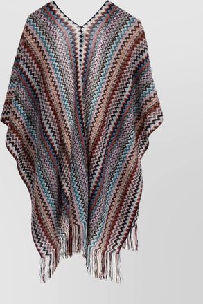 Missoni open front zigzag chevron fringe cape