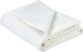 Beliani Beliani - Colcha Cama Manta Decorativa Estampado Poli&eacute;ster Blanco Crema 200 X 220 Cm Nape