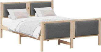 vidaXL Estructura De Cama Con Cabecera Gris Oscuro 135 X 190 Cm Tela Vidaxl