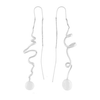 Dansk Copenhagen Twisting Chain Oorbellen met Parels - Dames - Oorbellen - Grijs - ONE Size - Accessoires