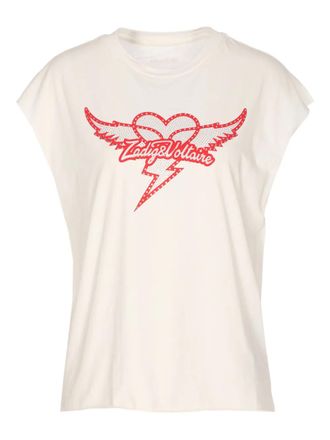 Zadig&Voltaire Cloe heart wings print T-shirt - Neutrals