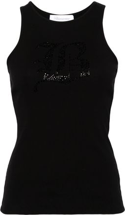 Blumarine Womens Logo Ribbed Cotton Tank Top