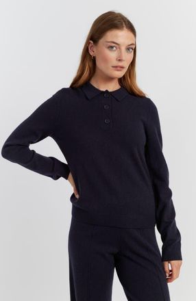 Chinti and Parker Wool-Cashmere Knit Polo Sweater in Navy at Nordstrom, Size X-Large