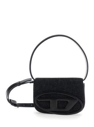 Diesel 1Dr Black Shoulder Bag With Oval D Patch In Cotton Woman
