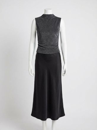 Z Supply Europa Luxe Sheen Midi Skirt In Black