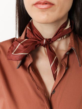 Brunello Cucinelli Womens Silk Foulard Brown Scarf Scarfs