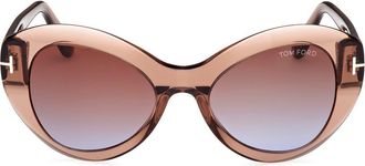 Tom Ford Guinivere 52mm Round Sunglasses in Dark Brown /Gradient Brown at Nordstrom Rack