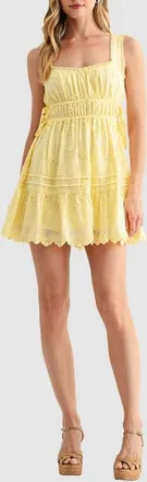All in Favor 3D Floral Embroidered Minidress in Butter Yellow at Nordstrom, Size X-Large